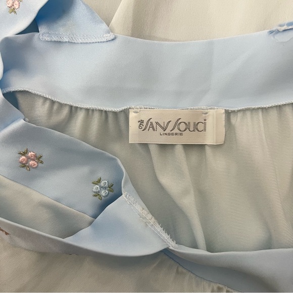 Vintage Powder Blue Floral Slip Maxi Nightgown - Picture 5 of 7